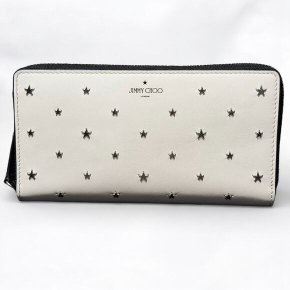 Jimmy Choo Handbags - Jimmy Choo Filipa Star Stud Zip Around Wallet Ivory Leather Continental